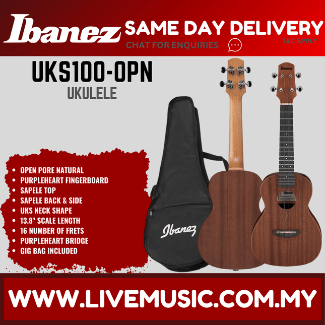 IBANEZ UKS100-OPN UKULELE, OPEN PORE NATURAL ( UKS100 OPN / UKS100OPN )