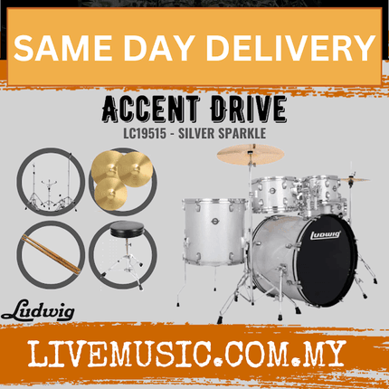 Ludwig Accent Drive 5-Piece Drums Set w/Hardware+Throne+Cymbal