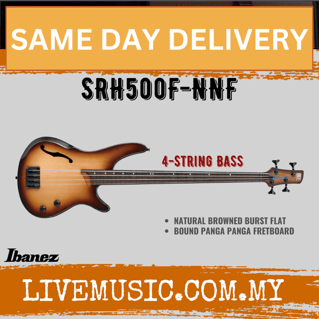 Ibanez SRH500F-NNF Electric Bass Guitar, Natural Browned Burst Flat ( SRH500F NNF / SRH500FNNF )
