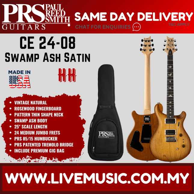 PRS Limited Edition CE 24-08 Swamp Ash Satin Electric Guitar