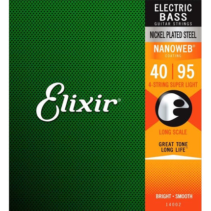 Elixir 14002 Nanoweb Coating Bass Guitar String, Super Light (.040-.095)