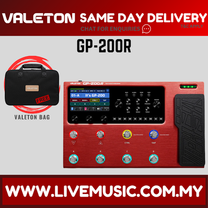 Valeton GP-200R Multi-Effects Processor With LPC-M Multi-Effect Pedal Case - Red ( GP200 / GP 200 )