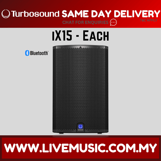 Turbosound iX15 2-Way 15" Powered Loudspeaker w/Wireless Mic, Speaker Stand And Cable - Pair ( iX-15 / iX 15 )