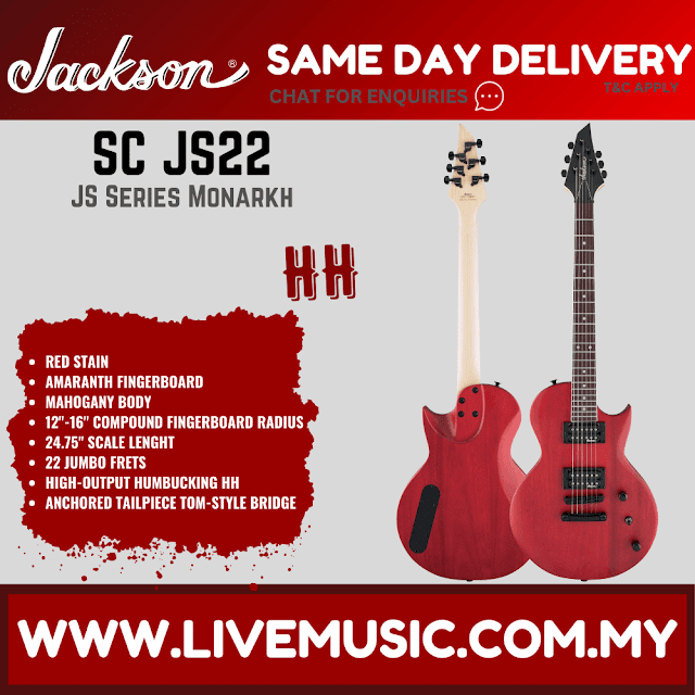 Jackson JS22 SC - JS Series Monarkh Electric Guitar, Red Stain