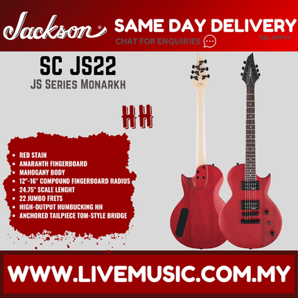 Jackson JS22 SC - JS Series Monarkh Electric Guitar, Red Stain