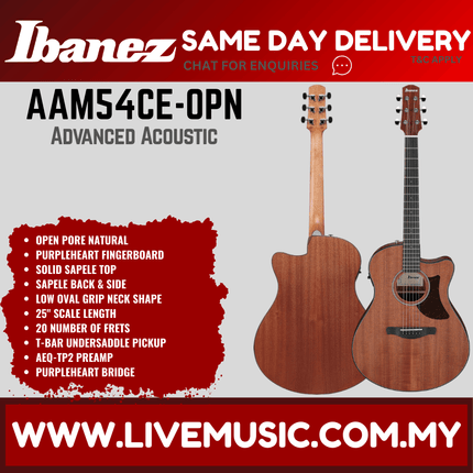 Ibanez AAM54CE-OPN Advanced Acoustic Series Acoustic Electric Guitar, Open Pore Natural (AAM54CEOPN/AAM54CE OPN)