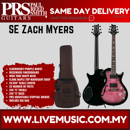 PRS SE Zach Myers Electric Guitar, Elderberry/Purple Burst