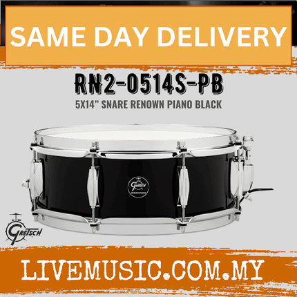 Gretsch RN2-0514S-PB Renown 5x14inch Snare Drum, Piano Black