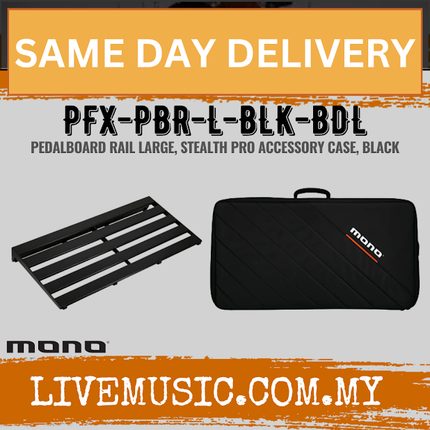 MONO Pedalboard Rail Large, Black and Stealth Pro Accessory Case, Black
