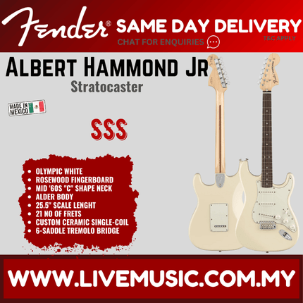 Fender Albert Hammond Jr Signature Stratocaster Electric Guitar, Rosewood Fretboard - Olympic White
