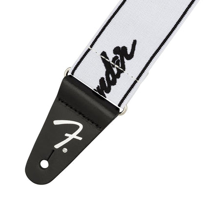 Fender Weighless Running Logo Guitar Strap, 2inch - White/Black