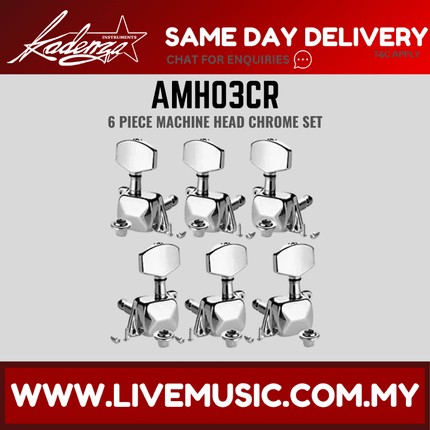Kadenza AMH03CR Acoustic Guitar Machine Head Chrome, 3 Left , 3 Right Set