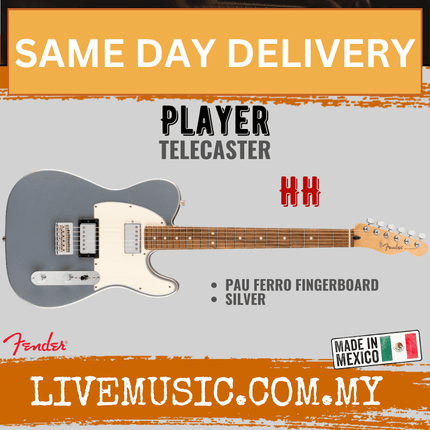 Fender Player HH Telecaster Electric Guitar, Pau Ferro Fretboard - Silver