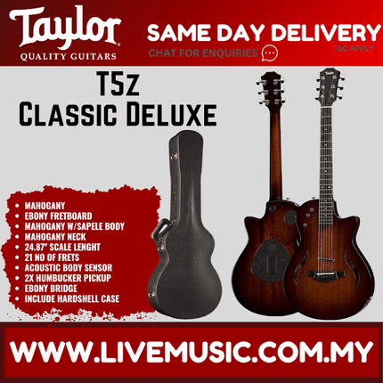 Taylor T5z Classic Deluxe Electric Guitar w/Case, Mahogany