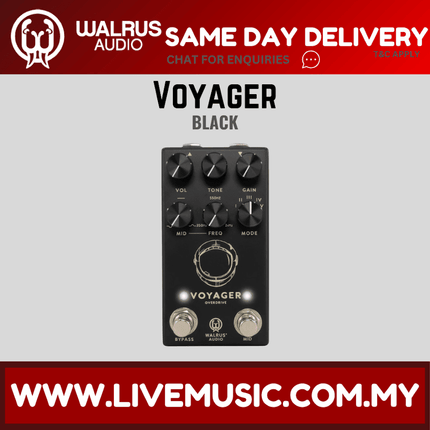 Walrus Audio Voyager Preamp & Overdrive MKII Guitar Effects Pedal, Black