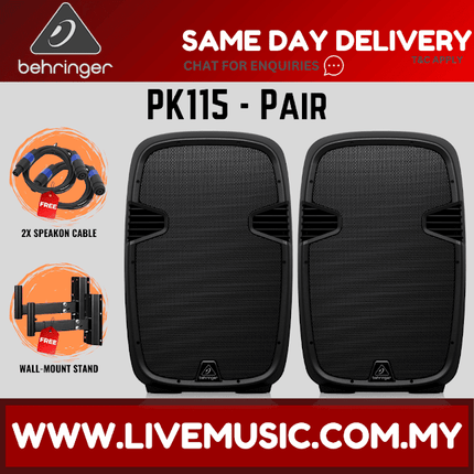 Behringer PK115 Passive 800-Watt 15" PA Speaker System - Each / Pair ( PK 115 / PK-115 )