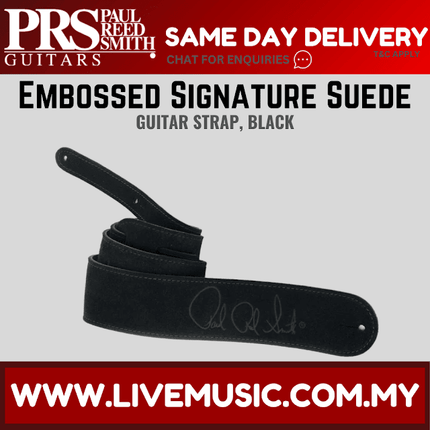 PRS Embossed Signature Suede Guitar Strap - Black