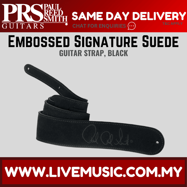 PRS Embossed Signature Suede Guitar Strap - Black
