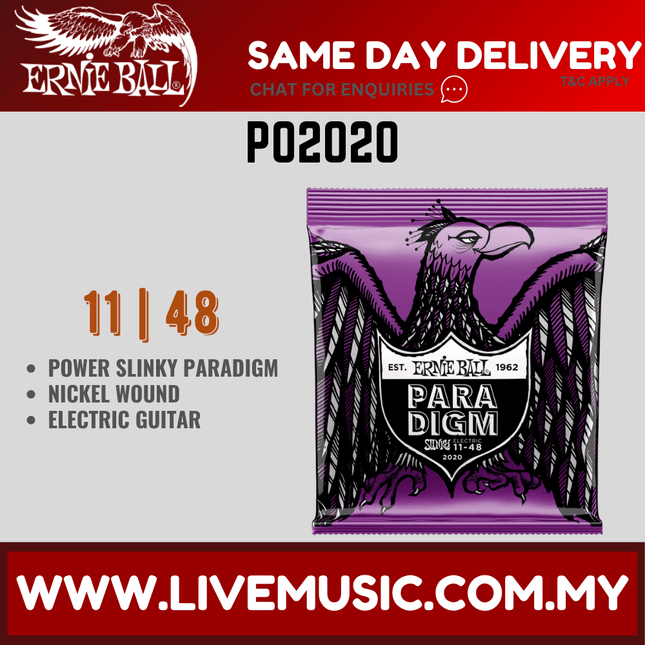 Ernie Ball 2020 Power Slinky Paradigm Electric Guitar Strings, 11-48 Gauge