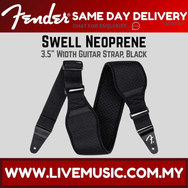 Fender 3 inch Swell Neoprene Guitar Strap - Black