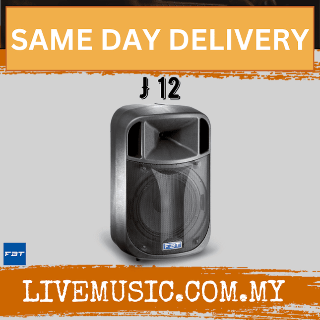 FBT J12 12-inch passive speaker cabinet with dual-way grille, front view