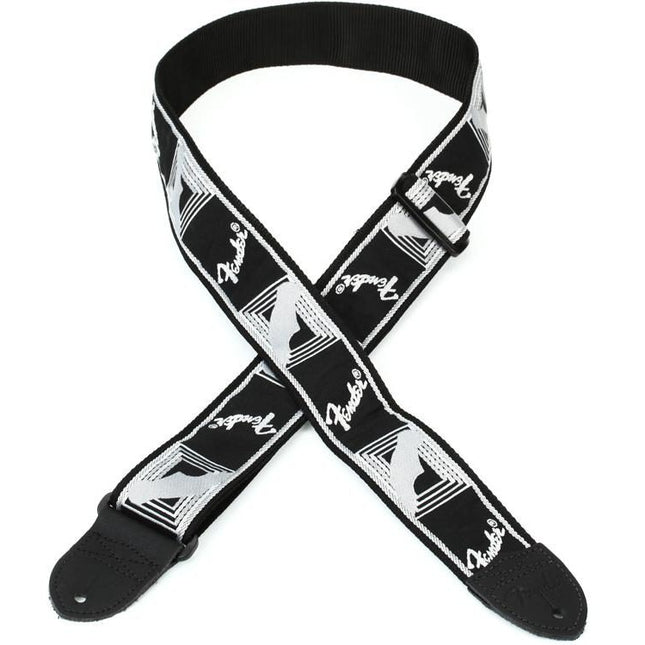 Fender 2 Inch Monogrammed Strap, Black/Light Grey/Dark Grey