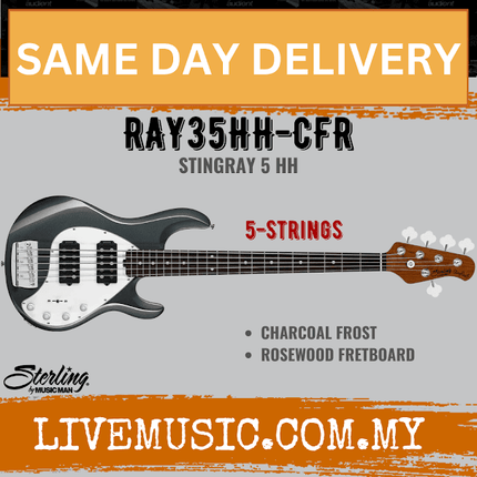 Sterling Ray35HH Stingray 5-String Electric Bass Guitar Rosewood Fretboard - Charcoal Frost (Ray-35HH/Ray 35HH)