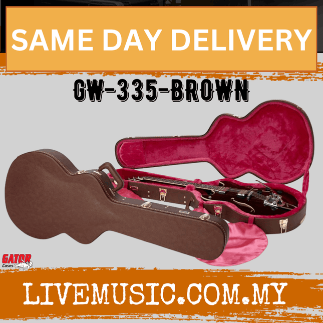 Gator GW-335-BROWN Deluxe Wood Case - Semi-hollowbody Electric Guitar ( GW 335 BROWN / GW335BROWN )