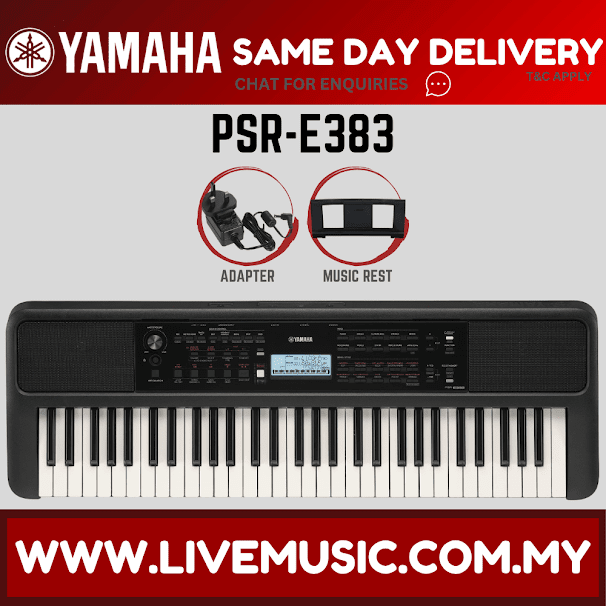 Yamaha PSR-E383 61-Keys Keyboard w/Bench,Stand, Pedal And Accessories ( PSRE383 PSR E383 ) Replace PSR-E373 PSRE373