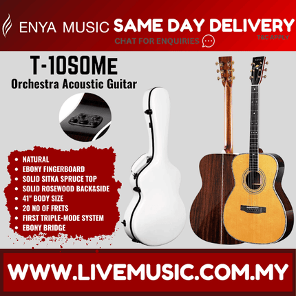 ENYA T10S-OMe 41" Tribute Series Sitka Spruce Solid Top Acoustic Guitar EQ With Hardcase (T10S OME/T10SOME)
