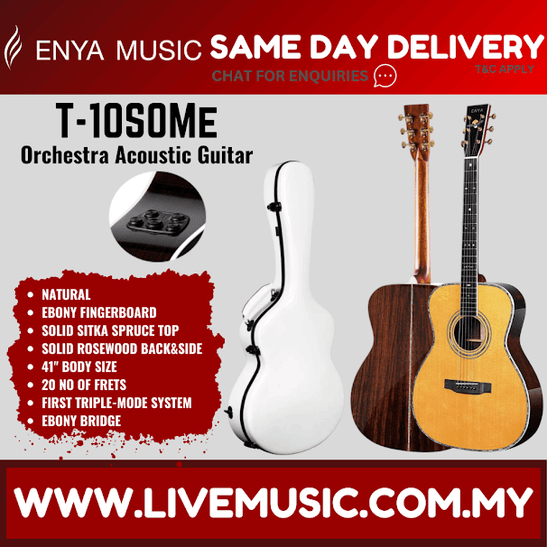 ENYA T10S-OMe 41" Tribute Series Sitka Spruce Solid Top Acoustic Guitar EQ With Hardcase (T10S OME/T10SOME)