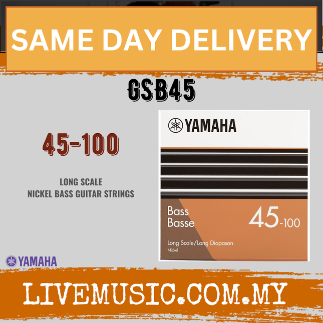Yamaha GSB45 4-String Nickel Wound Long Scale Electric Bass Strings (045-100) ( GSB-45 GSB 45 )