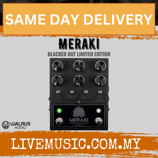 Walrus Audio Meraki Analog Stereo Delay Guitar Effects Pedal, Blacked Out Limited Edition