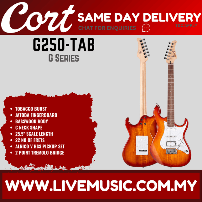 Cort G250-TAP Electric Guitar with Bag - Tobacco Burst( G250 TAP / G250TAP )