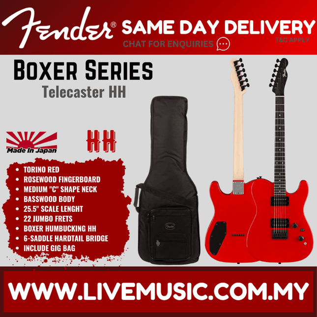 Fender Boxer Series Telecaster HH Guitar, Rosewood Fretboard - Torino Red