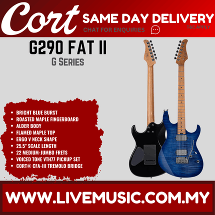 Cort G290 FAT II Electric Guitar Birdseye Maple Fretboard with Bag - Bright Blue Burst ( G290 / G290FAT 2)