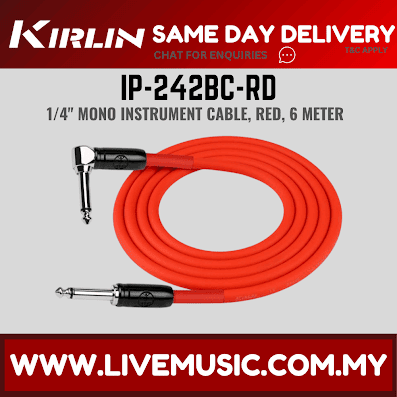 Kirlin Cable IP-242BC 3/6/10 Meter Mono Right Angle L Instrument Cable For Electric Acoustic Bass Guitar Speaker Amp Keyboard Drum Amplifier (IP 242BC/IP242BC)