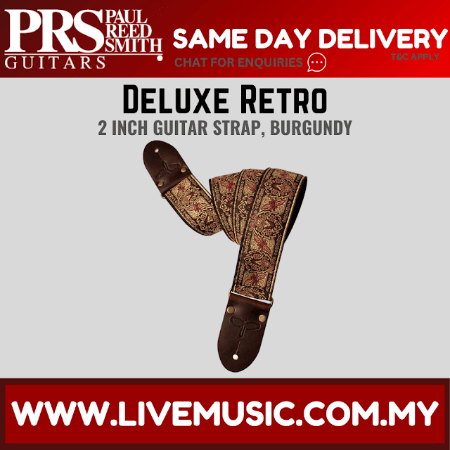 PRS 2 Inch Deluxe Retro Guitar Strap - Burgundy