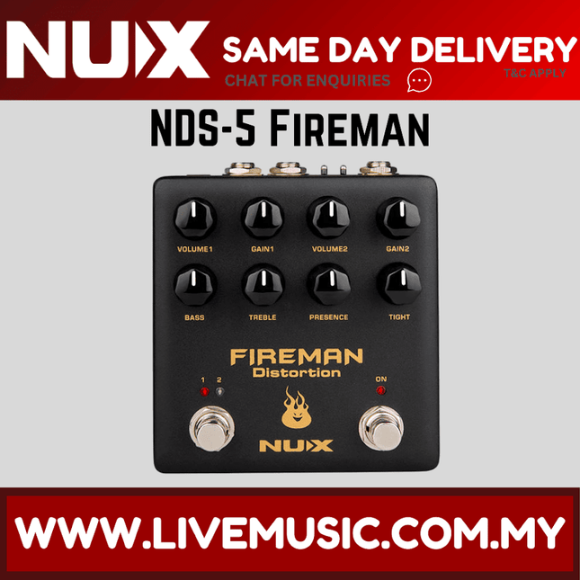 NUX NDS-5 Fireman Dual Channel Distortion Guitar Effects Pedal (NDS5)