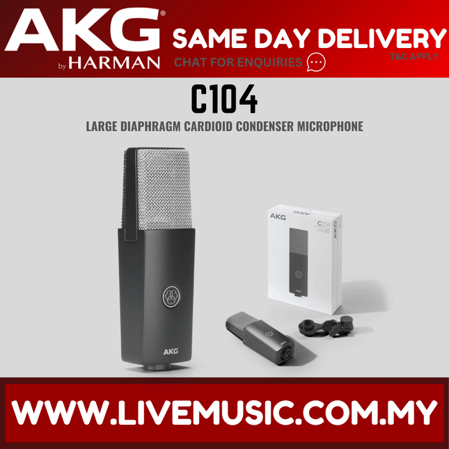 AKG C104 Large Diaphragm Cardioid Condenser Microphone - Black ( C-104 C 104 ) Replace P120 P-120
