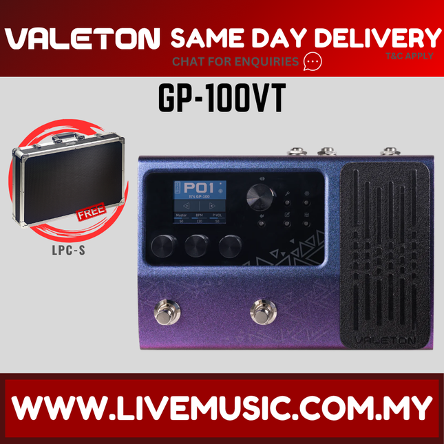 Valeton GP-100VT Multi-Effects Processor With LPC-S Multi-Effect Pedal Case ( GP100VT / GP 100VT GP100 )