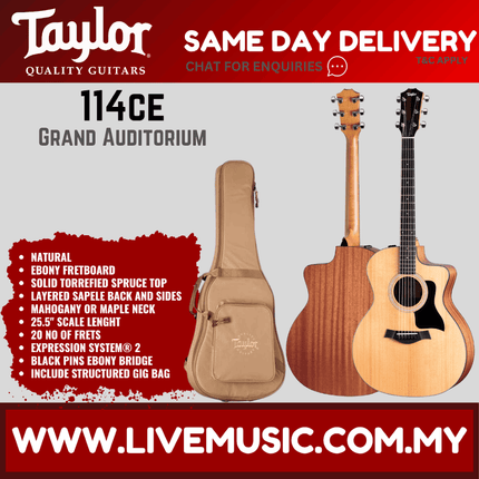 Taylor 114ce (2016) Grand Auditorium Acoustic Guitar w/ Bag