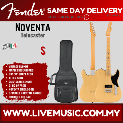 Fender Noventa Telecaster Electric Guitar, Maple Fretboard - Vintage Blonde