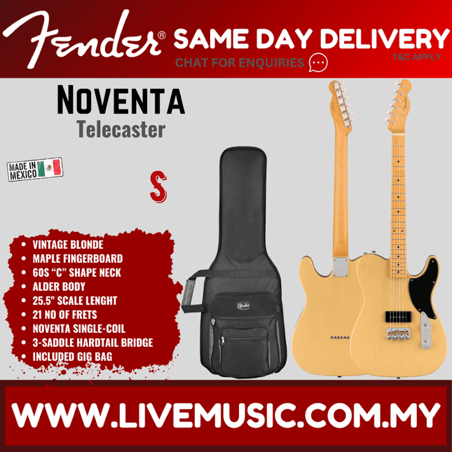 Fender Noventa Telecaster Electric Guitar, Maple Fretboard - Vintage Blonde