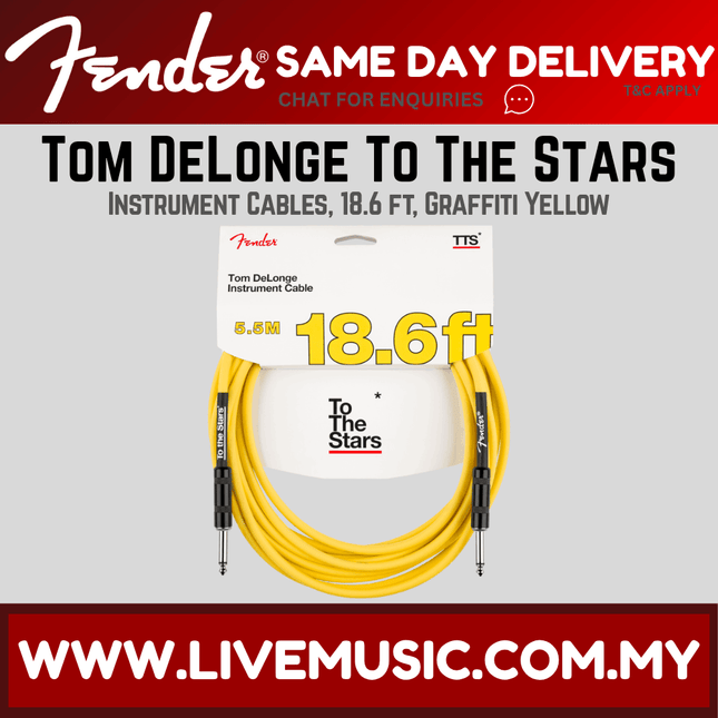 Fender Tom DeLonge To The Stars 18.6ft Instrument Cable, Graffiti Yellow