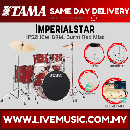 Tama Imperial Star Drum Set with Drum Throne, Imperialstar With Zildjian ZP4PK Cymbal Set ( IP52H6W )