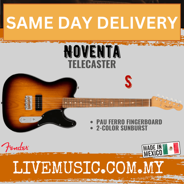 Fender Noventa Telecaster Electric Guitar, Pau Ferro Fretboard - 2 Color Sunburst