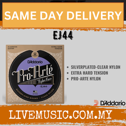 D'Addario EJ44 -Pro-Arté Nylon Classical Strings, Extra Hard Tension (DAddario)