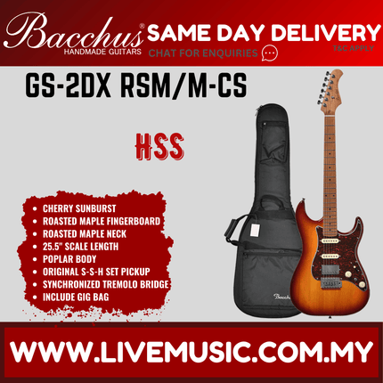 Bacchus GS-2DX RSM/M Universe Series Roasted Maple Electric Guitar - Cherry Sunburst ( GS2DXRSMM / GS2DX )