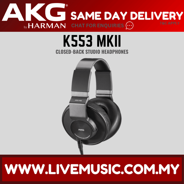 AKG K553 MKII Closed-Back Studio Headphones - Black (K-553/K 553)